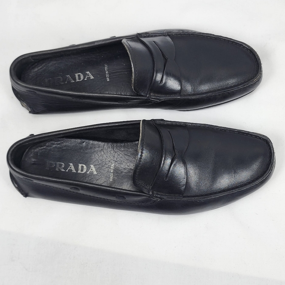 Prada Black Leather Loafers (1102) Men's Prada Size 8 US 9 - Picture 6 of 10